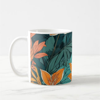 Exotische tropische Blumen Botanik Kaffeetasse
