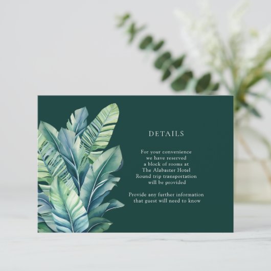 Exotische tropische Foliage-Blätter - Einzelheiten Begleitkarte (Stehend Vorderseite)