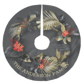 Exotische tropische Folien in Gold und Schwarz Polyester Weihnachtsbaumdecke (Vorderseite)