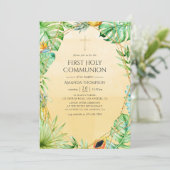 Exotische tropische Geometrie Erste Heilige Kommun Einladung (Stehend Vorderseite)