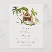 Exotische Tropische Jungle Hochzeit retten das Dat Postkarte (Vorderseite)