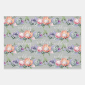 Exotische tropische King Protea Wasserfarben Blume Geschenkpapier Set (Vorderseite)