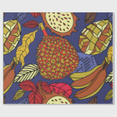 Exotische tropische Mischung von Früchten. Blütenn Geschenkpapier (Flach)