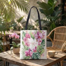 Exotische tropische Orchideen-Aquarell-Blumen-Herz Tasche