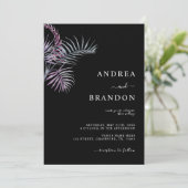 Exotische tropische Palmenblätter auf einer Hochze Einladung (Stehend Vorderseite)