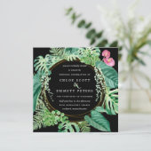 Exotische tropische Pink-Blumen-Winter-Hochzeit Einladung (Stehend Vorderseite)