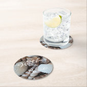 Exotische tropische Sommer-Muscheln Fotografie Runder Pappuntersetzer (Vor Ort)