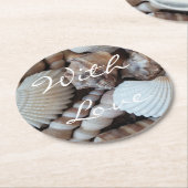 Exotische tropische Sommer-Muscheln Fotografie Runder Pappuntersetzer (Angewinkelt)