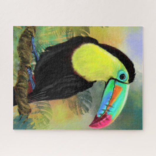 Exotische tropische Toco Toucan Bird Malerei Migne Puzzle (Horizontal)