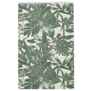 Exotische tropische und Gartenlinie Illustration. Kalender