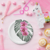Exotische tropische Wasserfarben Hot-Pink-Orchidee Pappteller (Party)
