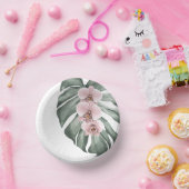 Exotische tropische Wasserfarben Rosa Orchideen Pappteller (Party)