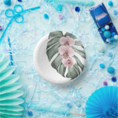 Exotische tropische Wasserfarben Rosa Orchideen Pappteller (Party)