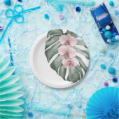 Exotische tropische Wasserfarben Rosa Orchideen Pappteller (Party)