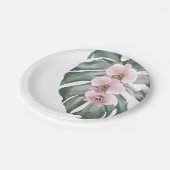 Exotische tropische Wasserfarben Rosa Orchideen Pappteller (Schrägansicht)