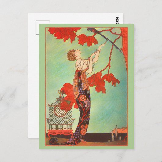 Exotische Vintage Malerei Postkarte (Vorne/Hinten)