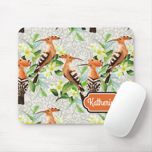 Exotische Vögel auf Spitze | addieren Ihren Namen Mousepad (Mit Mouse)