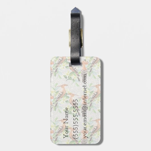 Exotische Vögel auf Spitze Gepäckanhänger (Rückseite vertikal)