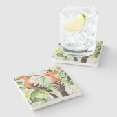 Exotische Vögel auf Spitze Steinuntersetzer (Seitenansicht)