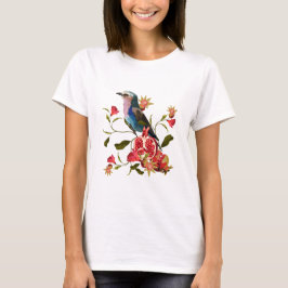 Exotische Vögel, Blume, Granatapfel. T-Shirt