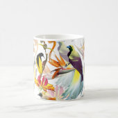 Exotische Vögel des Paradieses und Blume Aquarell Kaffeetasse (Mittel)