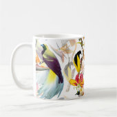 Exotische Vögel des Paradieses und Blume Aquarell Kaffeetasse (Links)