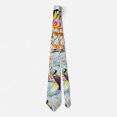 Exotische Vögel des Paradieses und Blume Aquarell Krawatte (Vorderseite)