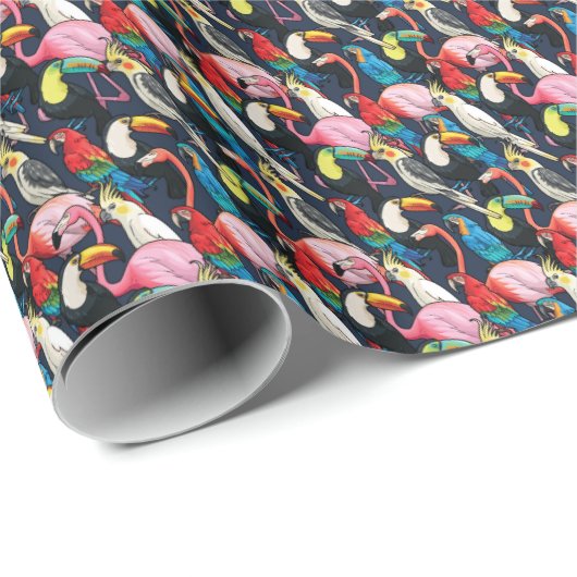 Exotische Vögel Geschenkpapier (Rolleneckpunkt)