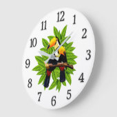 Exotische Vögel Große Wanduhr (Winkel)