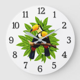 Exotische Vögel Große Wanduhr