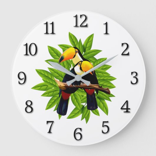 Exotische Vögel Große Wanduhr (Vorderseite)