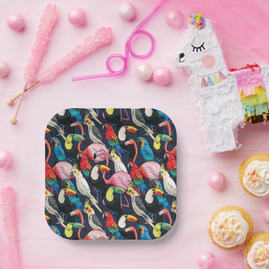 Exotische Vögel Pappteller (Party)