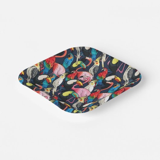 Exotische Vögel Pappteller (Gewinkelt)