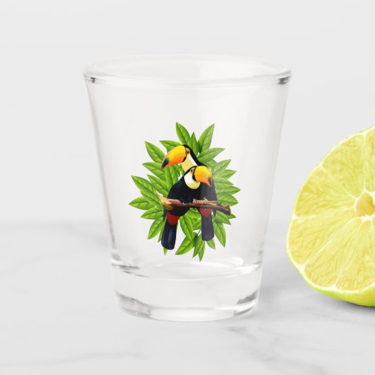 Exotische Vögel Schnapsglas (Vorderseite)