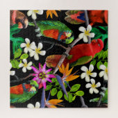 Exotische Vögel Schöne Blume Muster Puzzle (Horizontal)