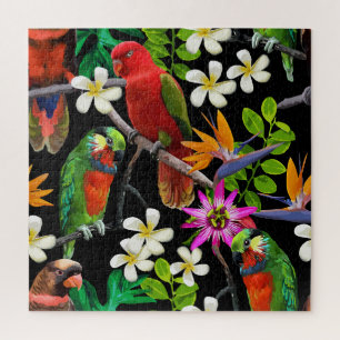Exotische Vögel Schöne Blume Muster Puzzle