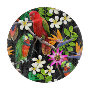 Exotische Vögel Schöne Blume Muster Schneidebrett