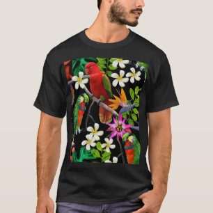 Exotische Vögel Schöne Blume Muster T-Shirt