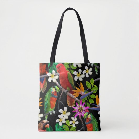 Exotische Vögel Schöne Blume Muster Tasche (Vorderseite)