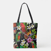 Exotische Vögel Schöne Blume Muster Tasche (Rückseite)