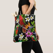 Exotische Vögel Schöne Blume Muster Tasche (Von Nahem)