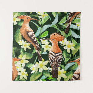 Exotische Vögel: Tropische Vintage Printwerbung Wandteppich