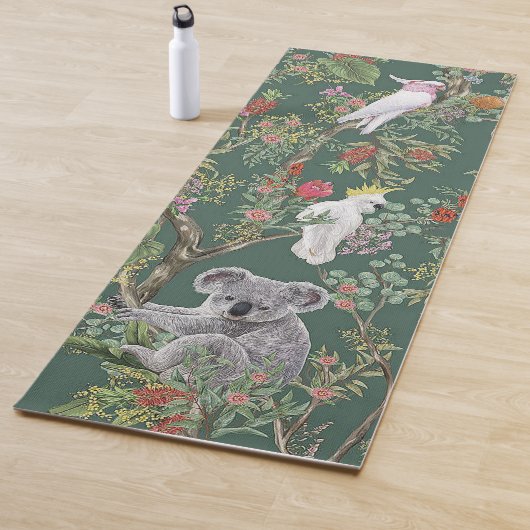 Exotische Vögel und grüner Koala Bären-Yoga-Mat Yogamatte (Beispiel)