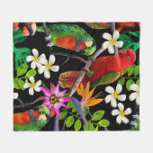 exotische Vögel und wunderschöne Blume Fleecedecke (Vorderseite (Horizontal))