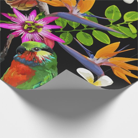 exotische Vögel und wunderschöne Blume Geschenkpapier (Ecke)