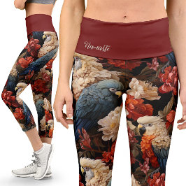 Exotische Vögel Vintager Papageienjungle Yoga Capri Leggings