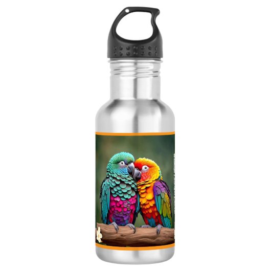 "Exotische Vogelarten" Edelstahlflasche (Vorderseite)