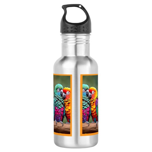 "Exotische Vogelarten" Edelstahlflasche (Rückseite)