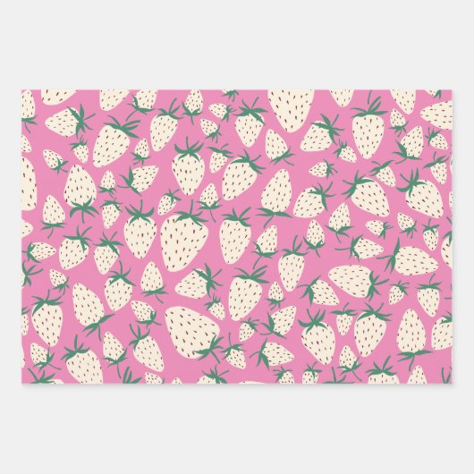 Exotische weiße Erdbeeren süße, bunte Früchte Geschenkpapier Set (Vorderseite)