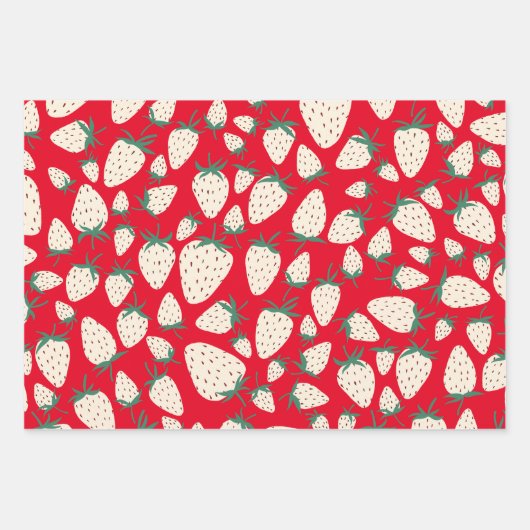 Exotische weiße Erdbeeren süße, bunte Früchte Geschenkpapier Set (Vorderseite 3)